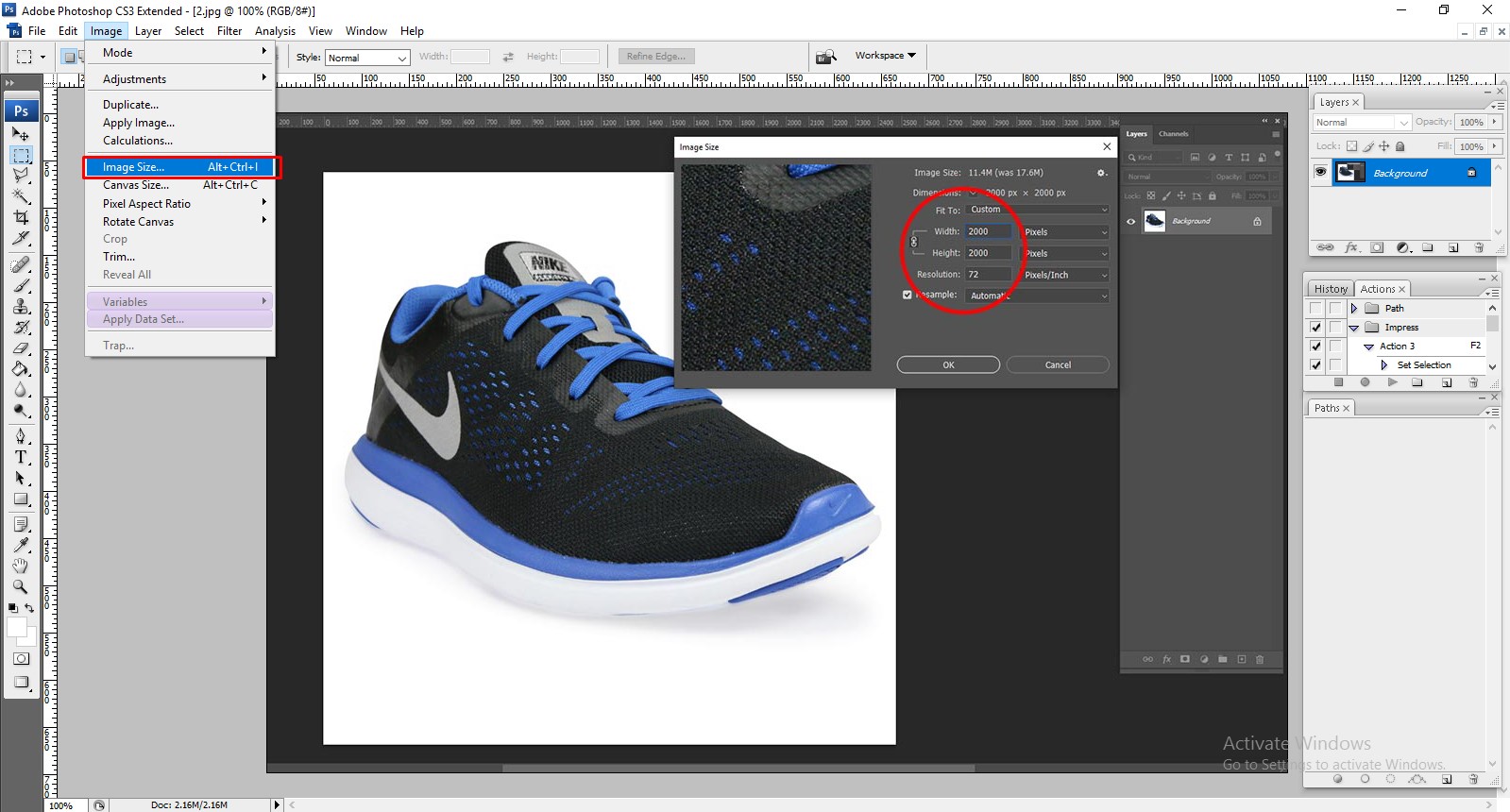 how to resize images in photoshop for the web